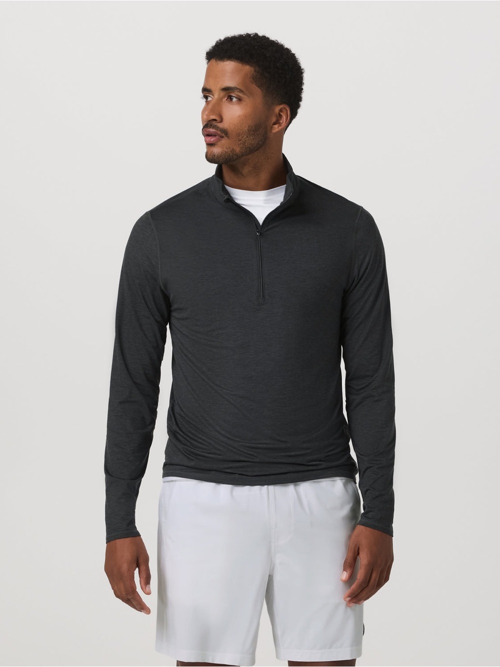 VUORI Ease Performance Half Zip 2.0 in Charcoal Heather Size S